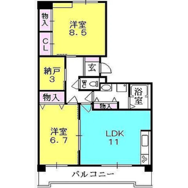 西宮市平松町の賃貸マンションの間取り