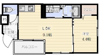 西宮市石在町の賃貸マンションの間取り