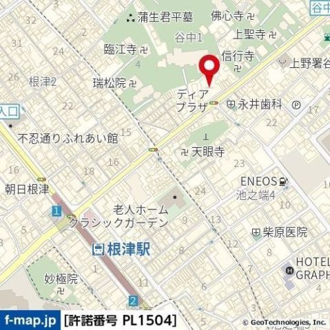 ディアプラザ根津の地図