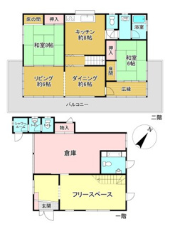 【間取り】 | 大津市木戸1316-6　琵琶湖が目の前の戸建 | 二階の方が大きい間取り