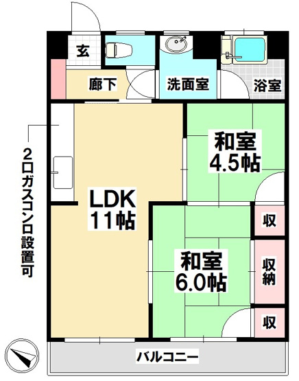 【間取り】 | コーポ梨花苑