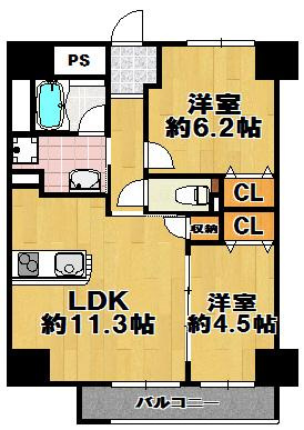 ドミール丸好の間取り|★１ＬＤＫ+Ｓ★