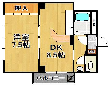 ハイコート泉尾の間取り|★広め１ＤＫです★