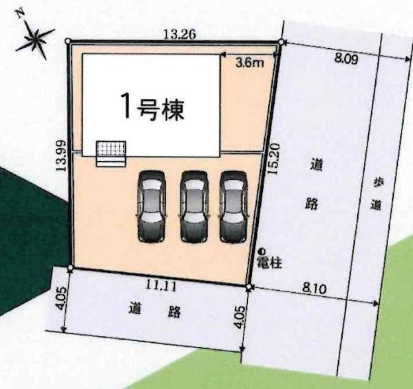 西尾市平坂町第11　全1棟・1号棟の区画図
