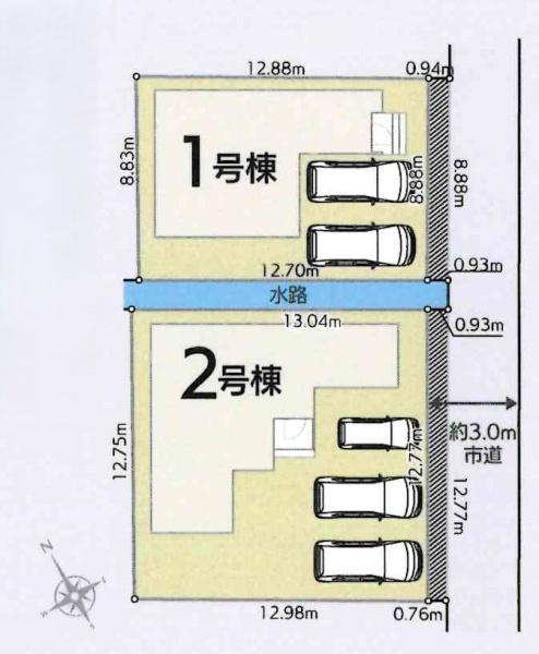 西尾市高畠町1丁目01期　全2棟・1号棟の区画図