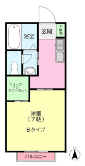 【間取り】 | グランデソーニョA棟 | 単身用のお部屋です