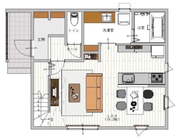 東区東中島分譲地の参考プラン|エクセレントホーム様プラン例完成予想図