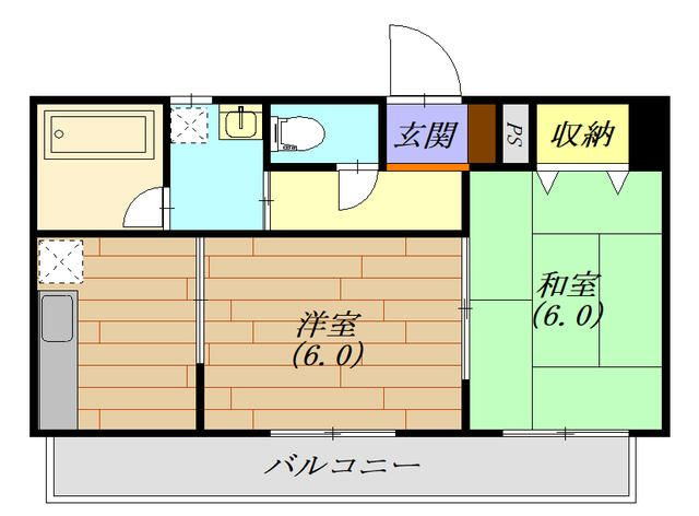 【間取り】 | スカイハイツ　１０２号室