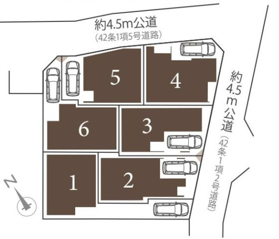 【横浜市磯子区滝頭1丁目6-71全6棟新築戸建て】★仲介手数料無料★（岡村小学校・岡村中学校）の区画図
