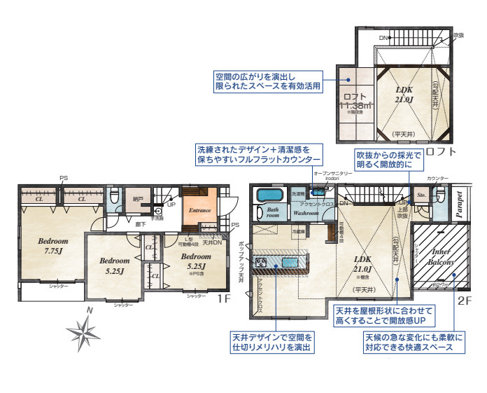 茅ヶ崎市室田3丁目　新築戸建　全2棟1号棟の間取り