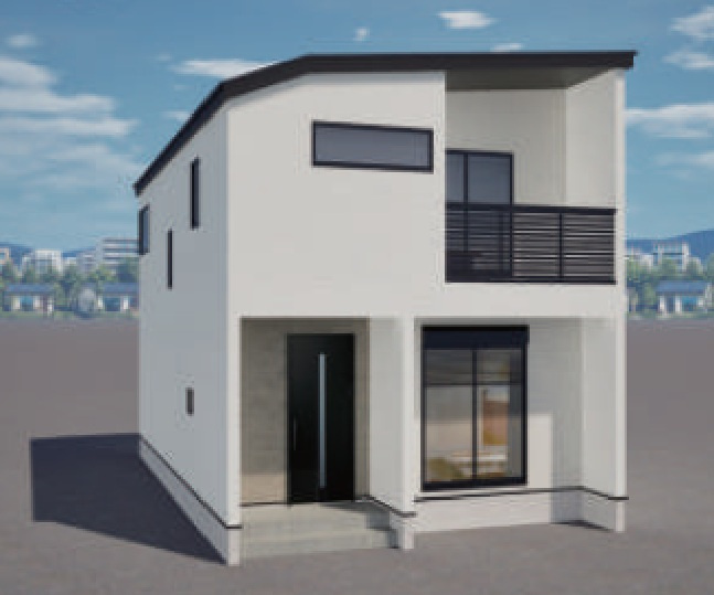 宝塚市山本野里1丁目新築一戸建て│3SLDK+並列駐車2台可(車種制限あり)の外観パース|（3号棟）完成予想図