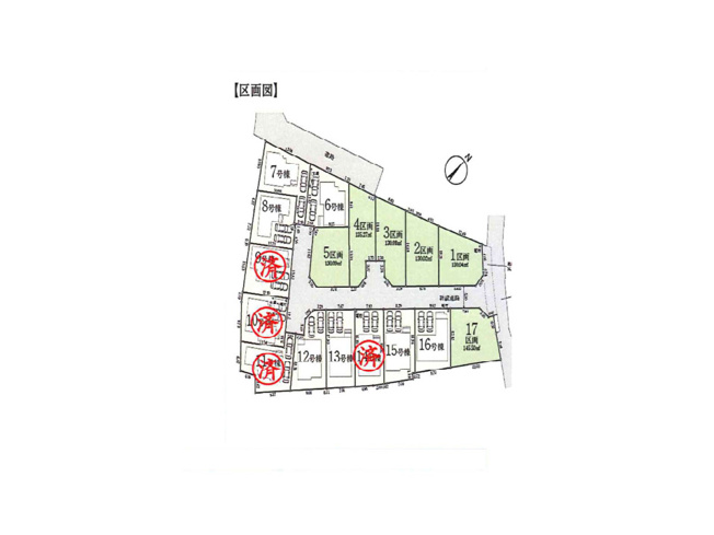 【土地図】 | 小宮町新築戸建 | 図面の数字は敷地の各辺の長さ（m）、太線は道路に接する部分です。建物の配置や駐車スペースの目安がわかります。方位や隣地との関係は現地でご案内します。※図面と現況が異なる場合は現況優先。
