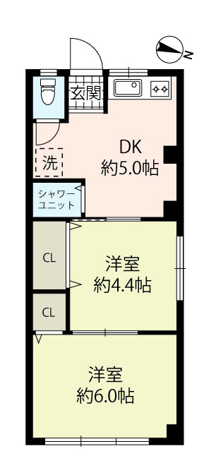 マンション大島の間取り|2DK＊収納完備でゆとりあるプラン
