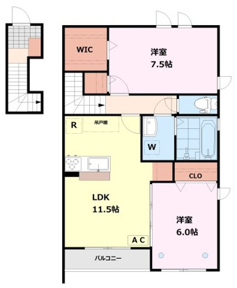 東伏見駅　2LDKの間取り