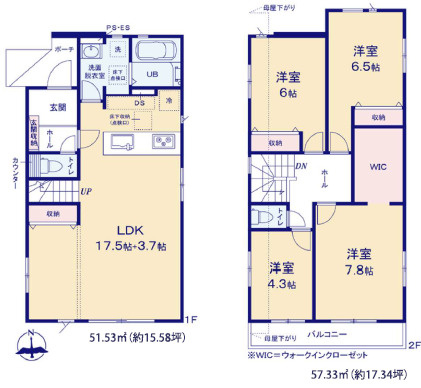 筑紫野市光が丘５丁目の新築一戸建の間取り