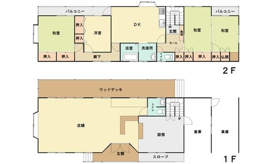 廿日市市栗栖　店舗付き住宅の間取り