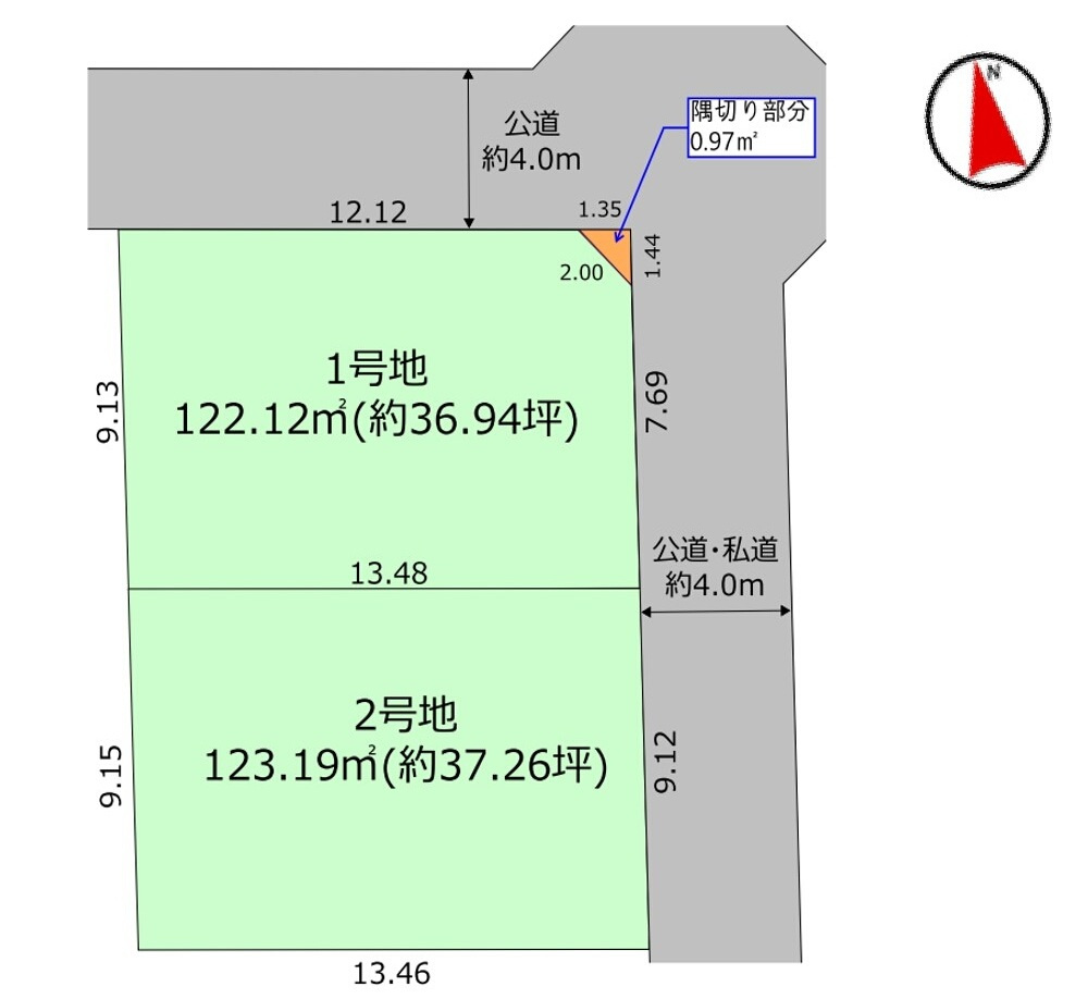 調布市深大寺元町4丁目 京王線 調布駅 売地の区画図
