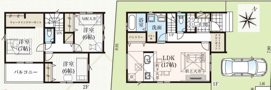 桶川市加納　8期　新築一戸建て　グラファーレ　01の間取り|【全1棟・1号棟】桶川市加納　8期　新築一戸建て　グラファーレ　01・3LDK・土地面積129.70m2・建物面積99.36m2