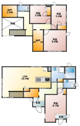 米原市飯中古戸建の間取り