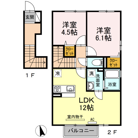 【間取り】 | シャインポート屋島Ⅳ A棟