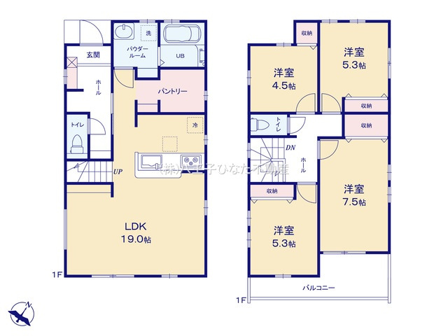 『八王子市新築戸建て』八王子市館町1796-3【仲介手数料無料】　２０期の間取り|～仲介手数料無料☆八王子ひなた不動産～　八王子市館町　新築戸建て