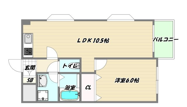 大阪市東淀川区豊新５丁目の賃貸マンションの間取り