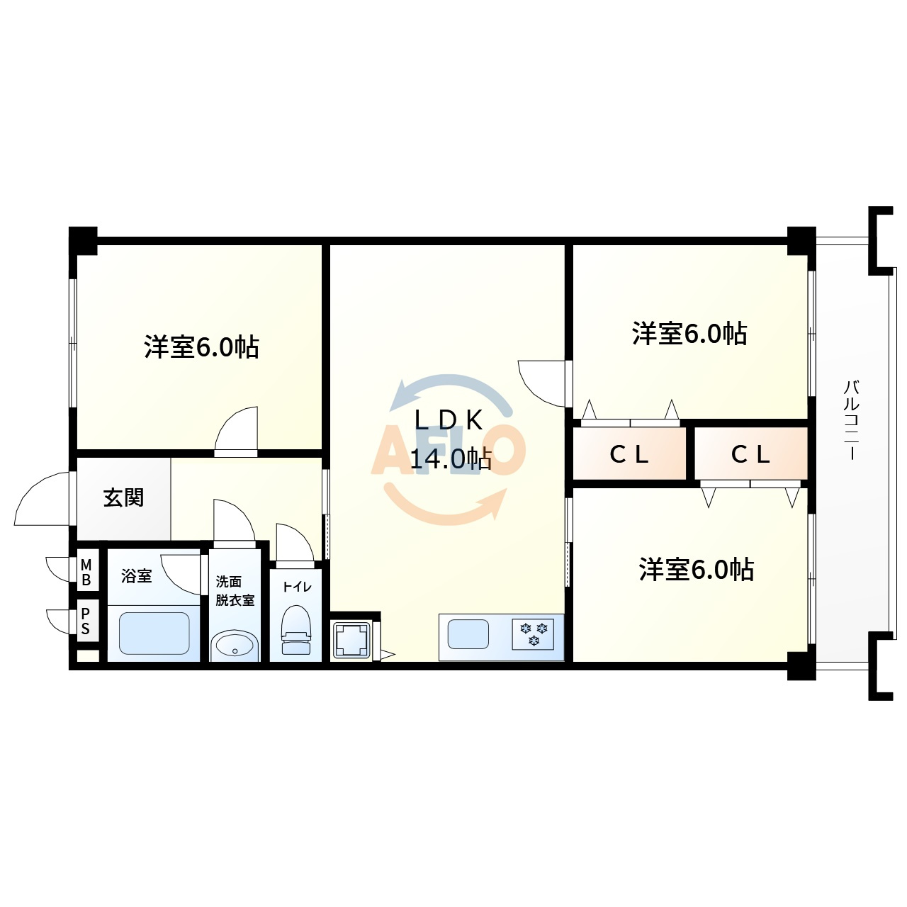 住吉建物2号館　南住吉小学校区の間取り|住吉建物2号館　間取り
