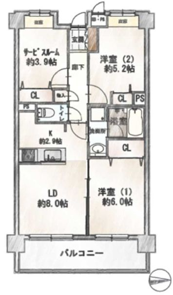 日神パレステージ亀戸第5の間取り|新規フルリノベーション。安心のアフターサービス保証付きですのでご購入後も安心して暮らせます。