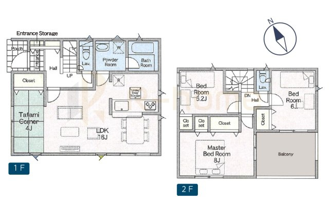 常総市国生第1　新築戸建て　1号棟の間取り|3LDK＋畳コーナー、土地面積165.27m2、建物面積90.72m2