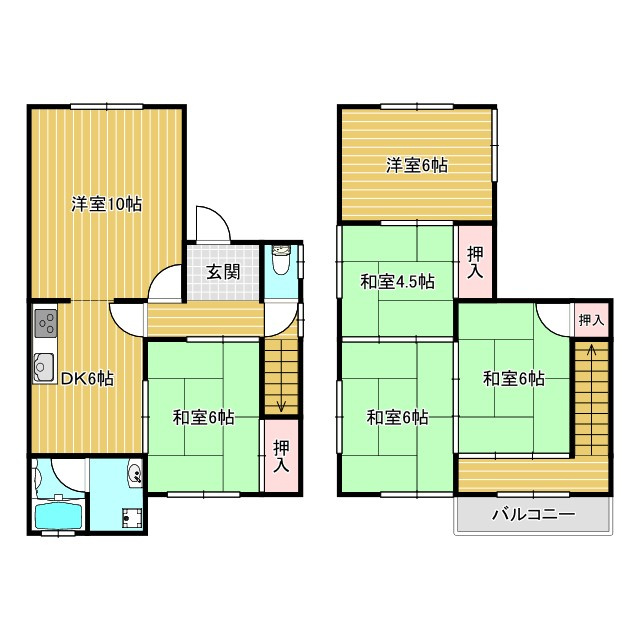 二屋戸建ての間取り