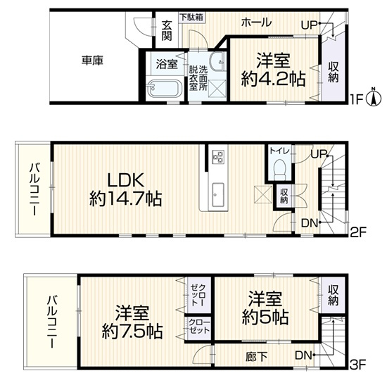 尼崎市大庄北　中古一戸建ての間取り