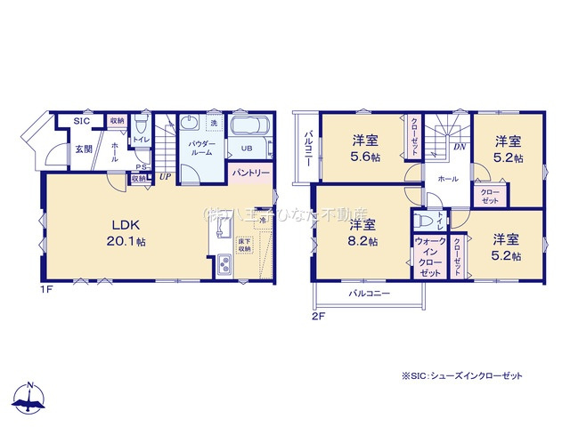 『八王子市新築戸建て』八王子市散田4-45-9【仲介手数料無料】　４期の間取り|～仲介手数料無料☆八王子ひなた不動産～八王子市散田町　新築戸建て