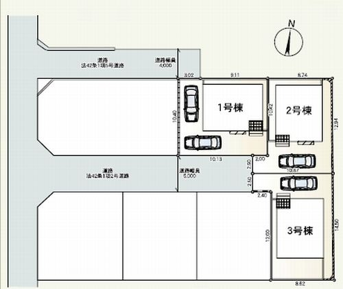 【仲介手数料０円】相模原市緑区二本松第33　新築一戸建て　全3棟の区画図|相模原市緑区二本松第33　新築一戸建て　全3棟