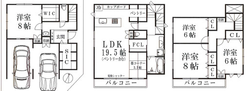 『八王子市新築戸建て』八王子市中野上町1-758-27【仲介手数料無料】の間取り|～仲介手数料無料☆八王子ひなた不動産～八王子市中野上町　新築戸建て