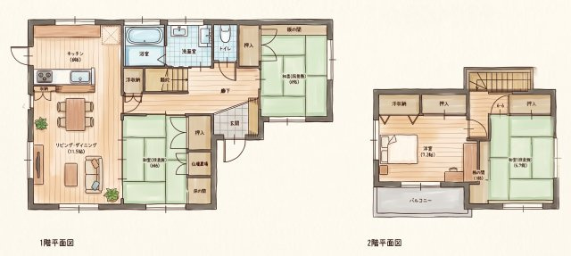 若竹台４LDK戸建の間取り