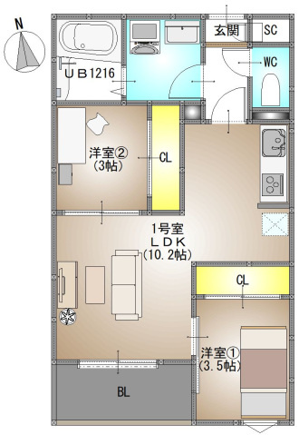 仮称)REGALEST 富田3の間取り