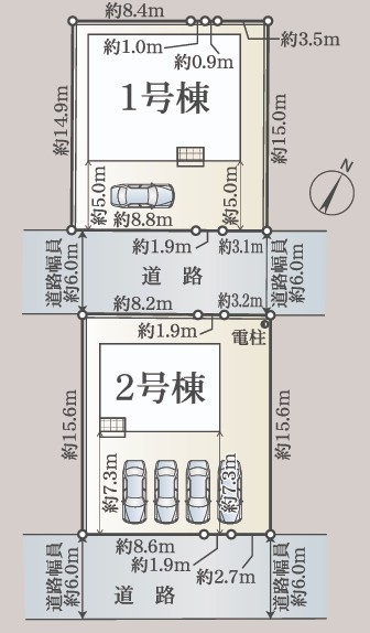 クレイドルガーデン丸亀市土器町西第５◇光熱費の負担の軽減が可能なオール電化住宅ですの区画図|全体区画図
各棟、車中心生活を支える駐車場スペースは３台以上で、家族それぞれの行動範囲がグッと広がります。