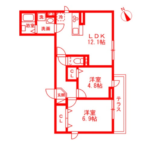 藤沢市本町１丁目の賃貸マンションの間取り