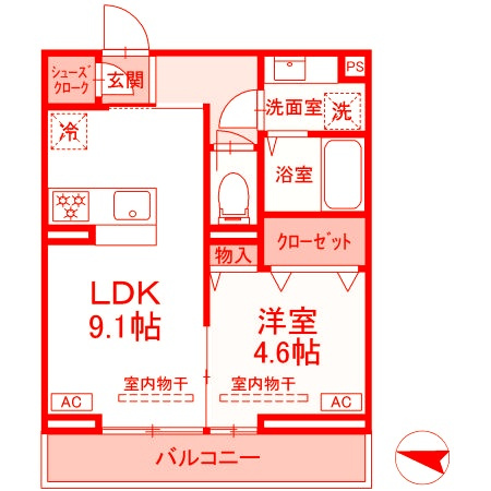 藤沢市湘南台４丁目のアパートの間取り