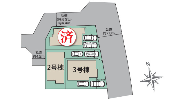 茅ヶ崎市柳島１丁目　新築戸建　全3棟2号棟の区画図