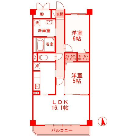 藤沢市藤が岡３丁目の賃貸マンションの間取り