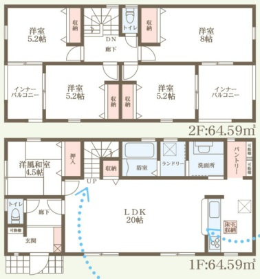 ●24(土)25(日)現地案内可能！　葛城市林堂　第5期　新築一戸建ての間取り|1号地