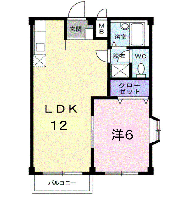 ＰＬＵＭファミ－ル２の間取り|12帖LDK、洋室1部屋の1LDKです♪