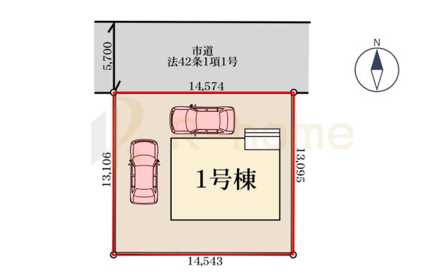 第1小美玉市西郷地　新築戸建て　1号棟の区画図|大きなお買い物だからこそ、メリット・デメリットを伝えさせて頂きます。
R-homeにお任せください♪