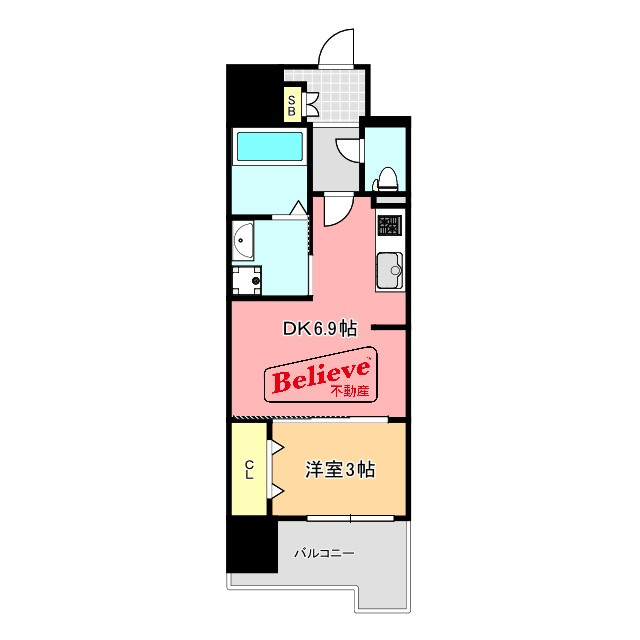 S-RESIDENCE六ツ門abreastIIの間取り|使い勝手の良い間取りです♪
