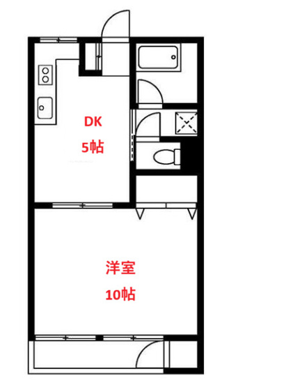【間取り】 | ⻘葉マンション2号 | 洋室10帖　DK5帖です