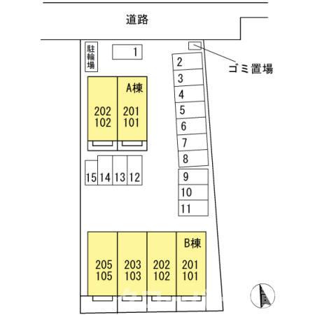 フェルマータ B棟の区画図