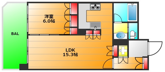 リーガル江戸堀の間取り|現状有姿