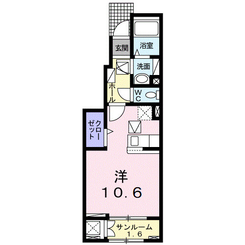 マニフィークⅡの間取り|10.6帖洋室の1Rです♪