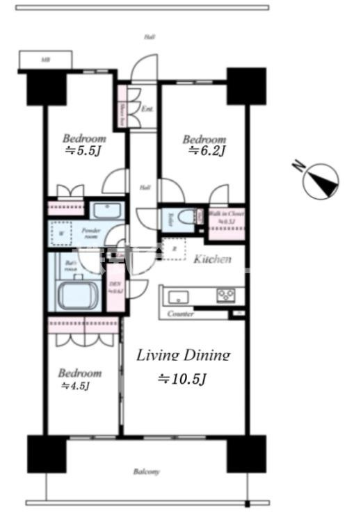 北区志茂３丁目の賃貸マンションの間取り